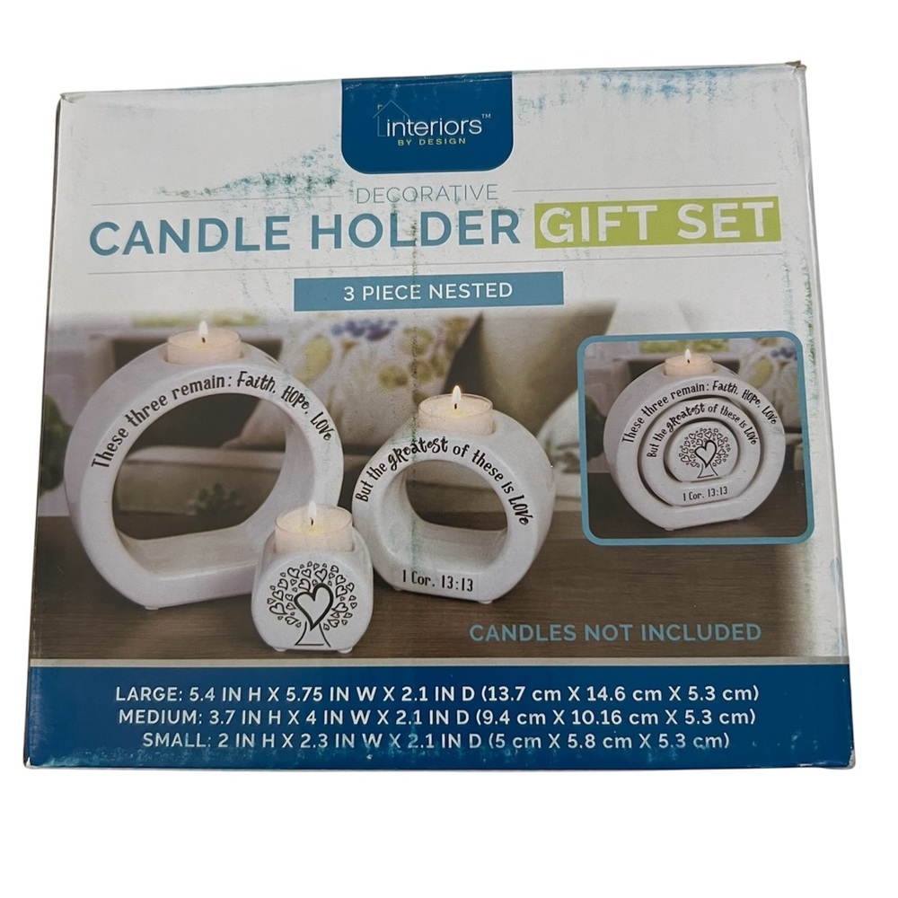 Interiors‎ By Design White Ceramic Candle Holders with Textured Accents